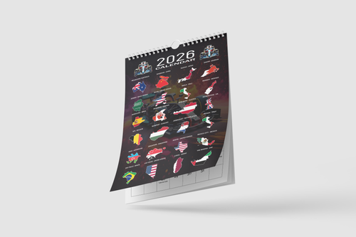 Formula Racing 2026 Wall Calendar with Driver Birthdays on Each Month