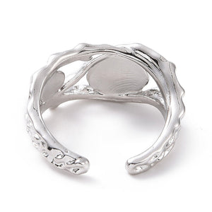 Faux Opal Platinum Open Cuff Ring