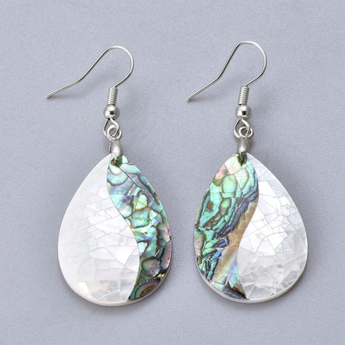 Abalone Shell Ice Drop Earrings - Teardrop Style