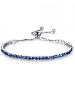 Blue Crystal Adjustable Slider Bracelet