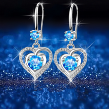 Load image into Gallery viewer, Luxury Double Heart Ocean Dangle Earrings Wife Girlfriend Fiance Gift