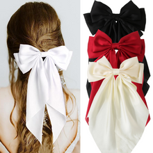 Load image into Gallery viewer, Ivory Bow Hair Clip Ribbon Bowknot Spring Clip Satin Barrettes