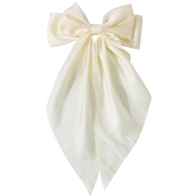 Load image into Gallery viewer, Ivory Bow Hair Clip Ribbon Bowknot Spring Clip Satin Barrettes