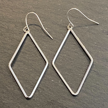 Load image into Gallery viewer, Platinum Plated Rhombus Dangle Earrings