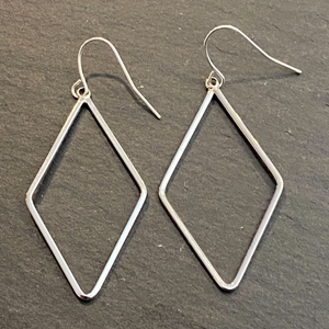 Platinum Plated Rhombus Dangle Earrings