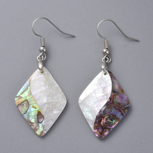Abalone Shell Ice Drop Earrings - Rhombus Style