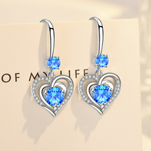 Load image into Gallery viewer, Luxury Double Heart Ocean Dangle Earrings Wife Girlfriend Fiance Gift