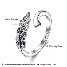 Load image into Gallery viewer, 925 Sterling Silver Leaf Encrusted Stem Ring