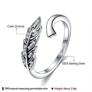 925 Sterling Silver Leaf Encrusted Stem Ring