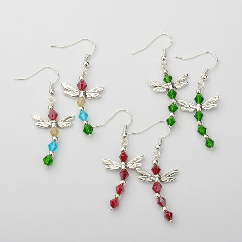 Handmade Glass Bead Dragon Fly Earrings