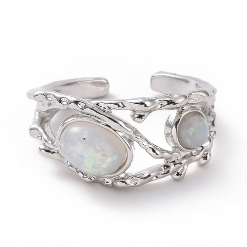Faux Moonstone Mysterious Open Cuff Thumb Ring