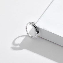 Load image into Gallery viewer, 925 Sterling Silver Leaf Encrusted Stem Ring