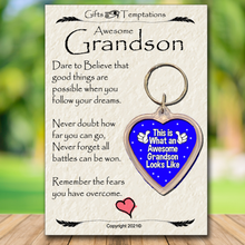 Load image into Gallery viewer, Awesome Grandson Keyring, Inspirational Gift