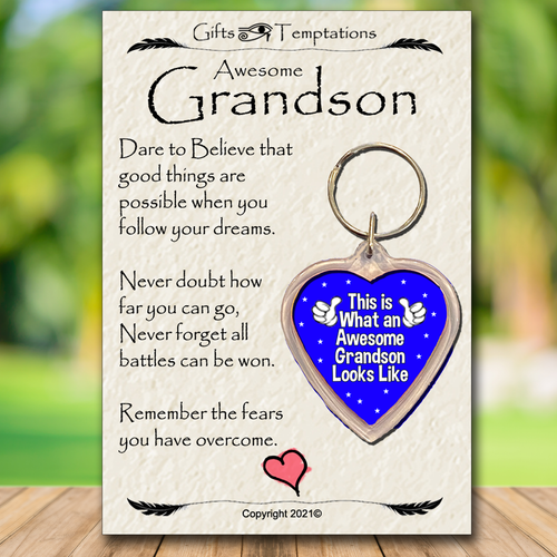 Awesome Grandson Keyring, Inspirational Gift