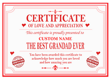 Load image into Gallery viewer, Best Mum, Dad, Brother, Sister, Auntie or Uncle Certificate