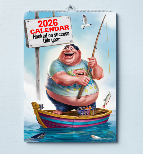 2026 Calendar, Funny Fishing Theme, A4 Size, Gift For Dads, Husbands and Brothers