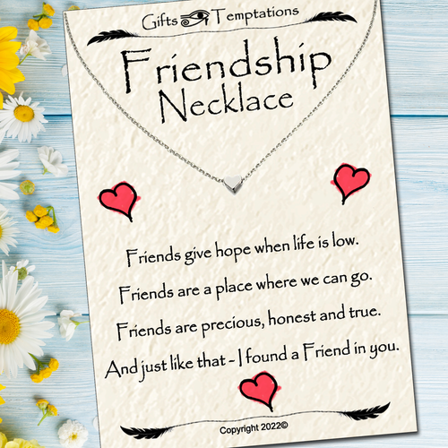 Friendship Mini Heart Inspirational Necklace Gift
