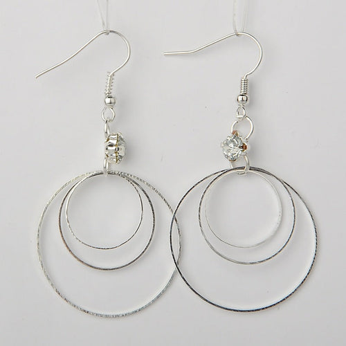 Hoop Earrings Silver, White Gemstones, Ladies Earrings