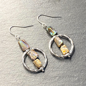 Framed Natural Paua Shell Earrings