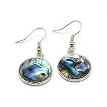 Load image into Gallery viewer, Abalone Paua Shell Round Dangle Earrings