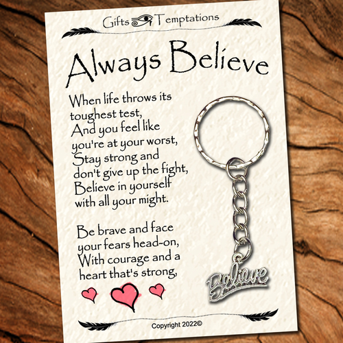 Believe in Yourself Gift for Friends, Children or Grandchildren Keyring