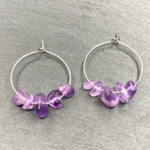 Load image into Gallery viewer, Amethyst Hoop Earrings Gift For Her, Friends, Mum, Sisters