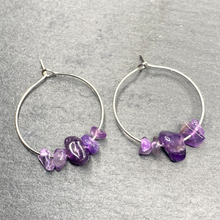 Load image into Gallery viewer, Amethyst Hoop Earrings Gift For Her, Friends, Mum, Sisters