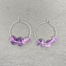 Load image into Gallery viewer, Amethyst Hoop Earrings Gift For Her, Friends, Mum, Sisters