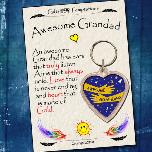 Awesome Grandad Hug from Me to You Keyring, Grandad Gift