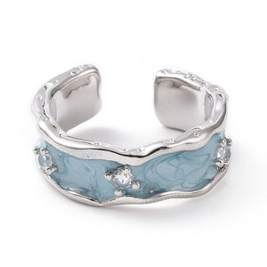 For Friends or Family Sky Blue Wave Ring