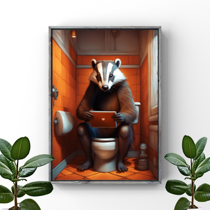 Badger Lavatory Lounging: Whimsical Wall Art for a Unique Touch Wall Art