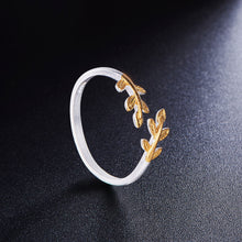 Load image into Gallery viewer, 925 Sterling Silver 24K Gold Tipped Leaf Ring