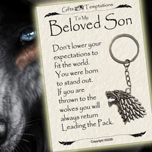 Load image into Gallery viewer, Beloved Son Powerful Wolf Keyring