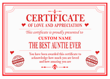 Load image into Gallery viewer, Best Mum, Dad, Brother, Sister, Auntie or Uncle Certificate