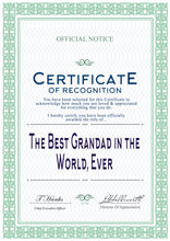 Load image into Gallery viewer, The Best In the World Certificate