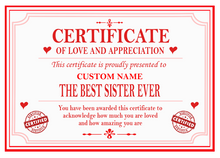 Load image into Gallery viewer, Best Mum, Dad, Brother, Sister, Auntie or Uncle Certificate