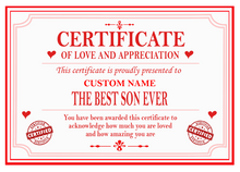 Load image into Gallery viewer, Best Mum, Dad, Brother, Sister, Auntie or Uncle Certificate