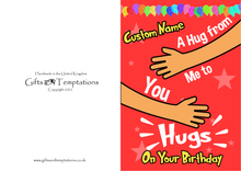 Load image into Gallery viewer, Hug From Me to You Birthday Card