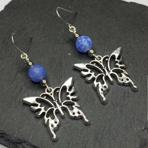 Cornflower Blue Butterfly Dangle Earrings