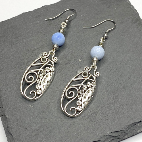 Fire Cracker Blue Bohemian Dangle Earrings