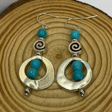 Load image into Gallery viewer, Turquoise Boho Swirl Dangle Earrings