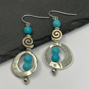 Turquoise Boho Swirl Dangle Earrings