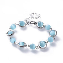 Load image into Gallery viewer, Blue Moonstone Cat Eye Bead Bracelet