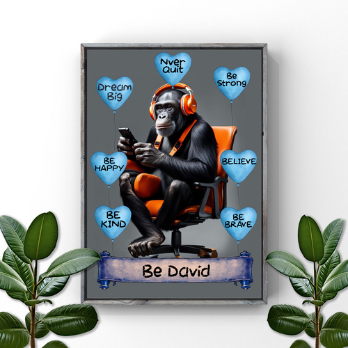Positive Affirmation Personalised I Am Amazing Chimp Gaming Prints
