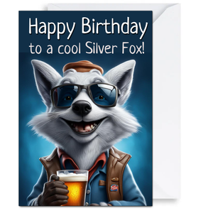 Funny Birthday Cards for Him 'Happy Birthday To A Cool Silver Fox' For Husband, Friend