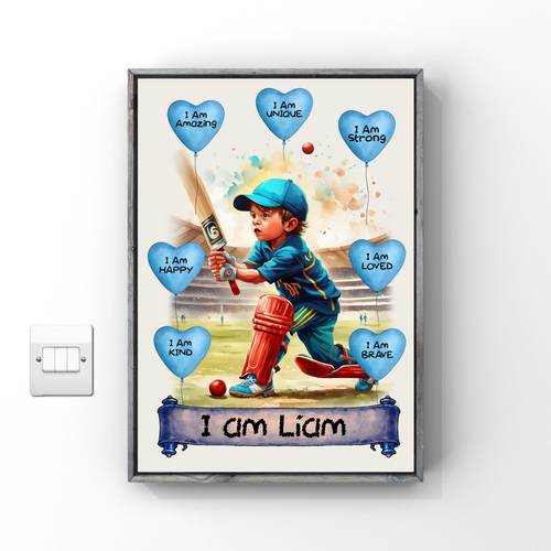 Boys Bedroom Wall Art Decor Birthday Gift Brother Son Grandson Wall Art Cricket Fan