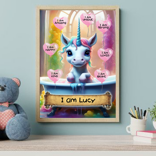 Positive Affirmation Personalised I Am Amazing Prints Christmas Gift Cute Unicorn