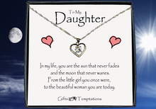 Load image into Gallery viewer, Daughter Sun and Moon Boxed Message Necklace