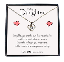 Load image into Gallery viewer, Daughter Sun and Moon Boxed Message Necklace