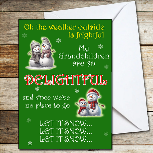 Christmas Card for Grandchildren, Granddaughter, Grandson Weather outside A5